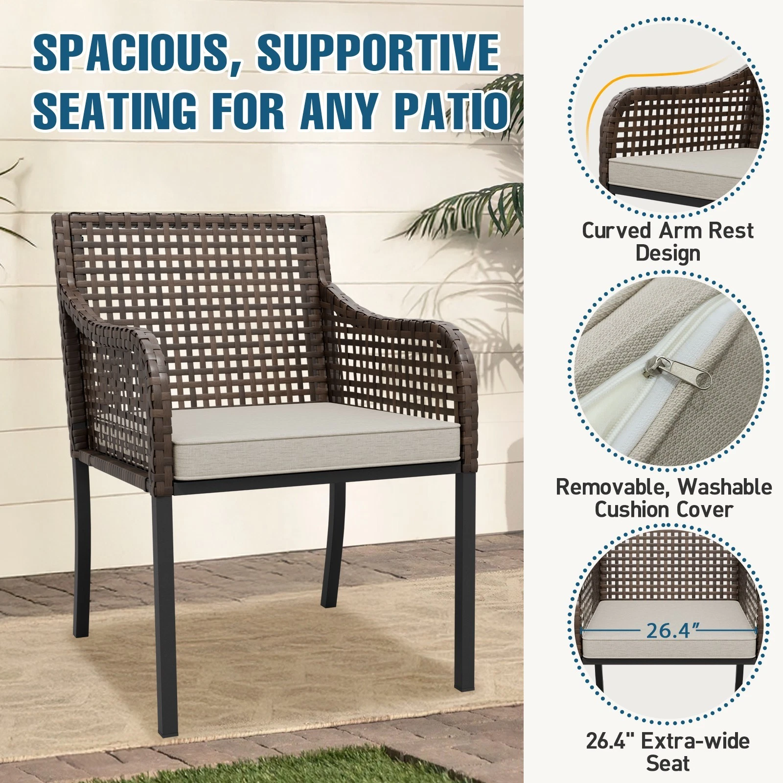 EAGLE PEAK 6-Piece Outdoor Patio Furniture Set – Wicker Dining Set