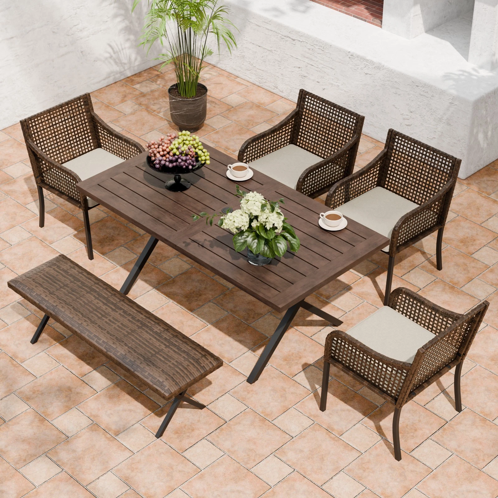 EAGLE PEAK 6-Piece Outdoor Patio Furniture Set – Wicker Dining Set